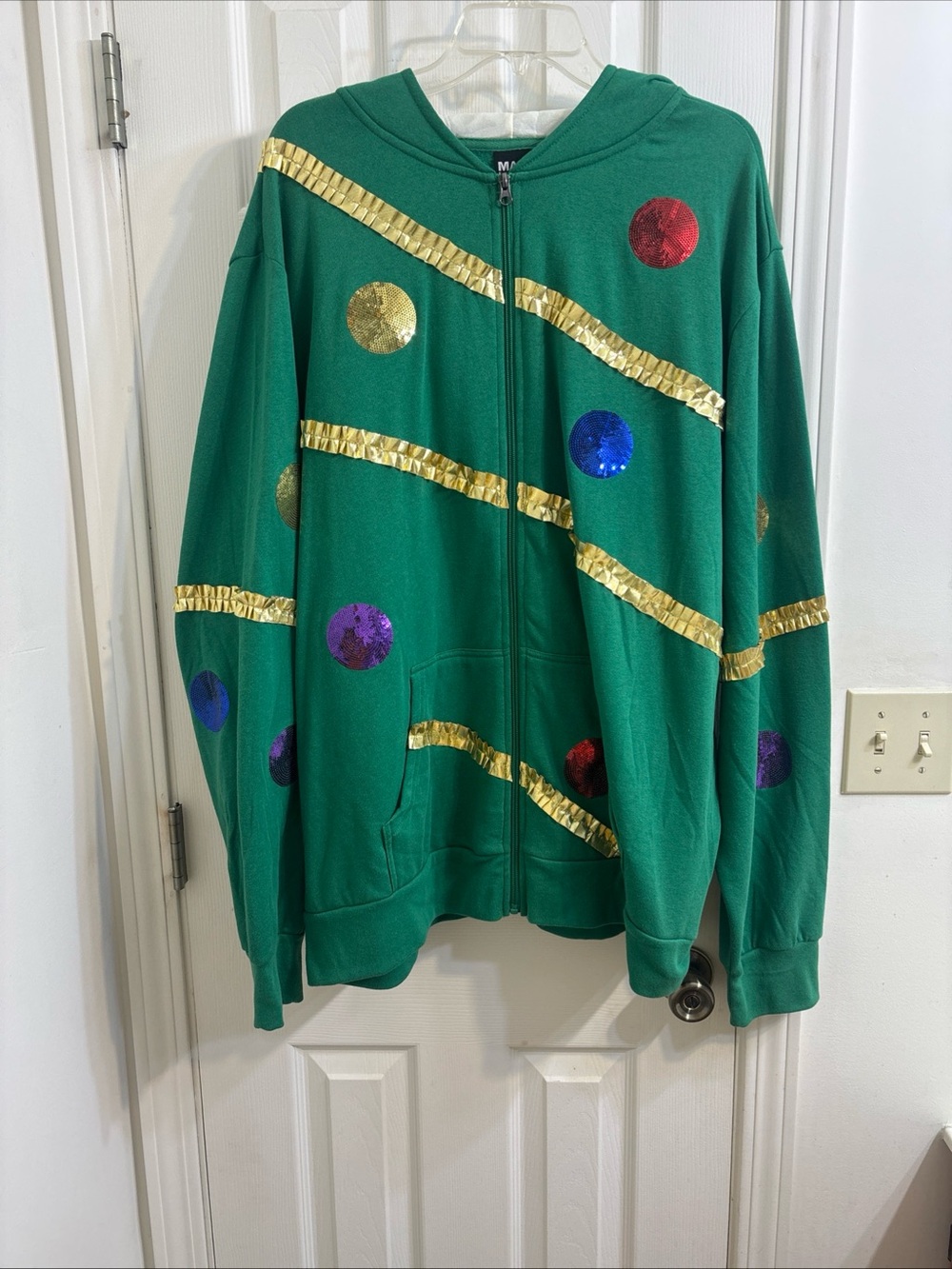 Christmas Hooded Jacket Sweater Green Mad Engine Zip Up Unisex ADULT XXL NWOT